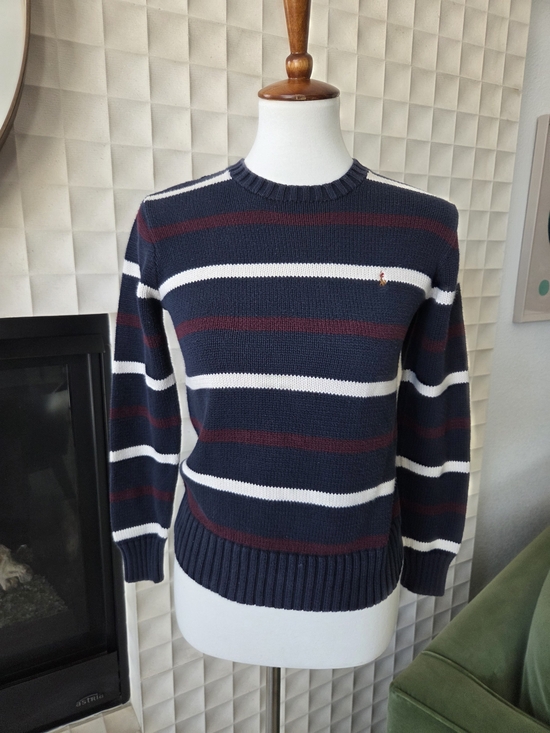 Polo Ralph Lauren Other - Vintage Polo Ralph Lauren 100% Cotton Sweater Preppy Navy Stripe Crewneck Medium